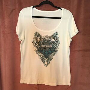 Harley Davidson - Women White Washington, PA Short Sleeve Shirt - Large